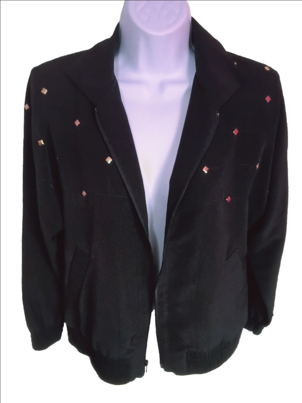 Vintage Zip-Front Women's Jacket With Gold Studs